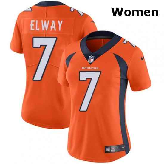 Womens Nike Denver Broncos 7 John Elway Elite Orange Team Color NFL Jersey